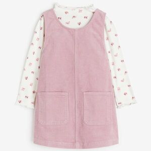 H&M size 7 corduroy pink dress